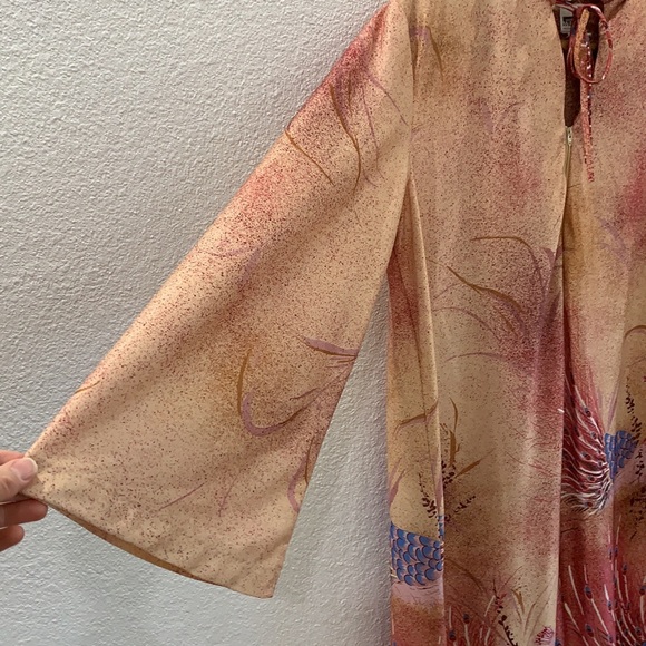 Vintage house coat Robe peacocks - Picture 11 of 12